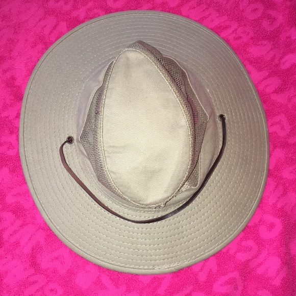 DPC Dorfman Pacific Co vented wide brim hat Small safari sun cap strap khaki - Picture 6 of 10